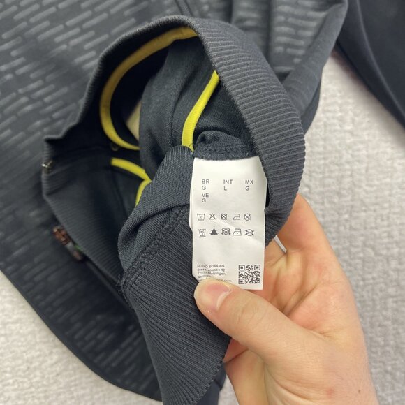 Hugo Boss Track Jacket Tech Full Zip Men L Geometric Black AOP w/ Yellow Logo - Picture 11 of 16
